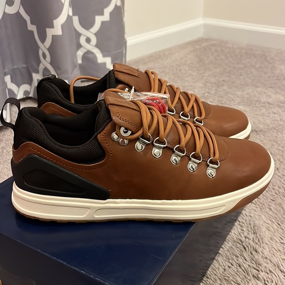 Polo Ralph Lauren Adventure 100 SK ATH tan burnished calf leather shoes Mens 8.5 - Picture 2 of 16